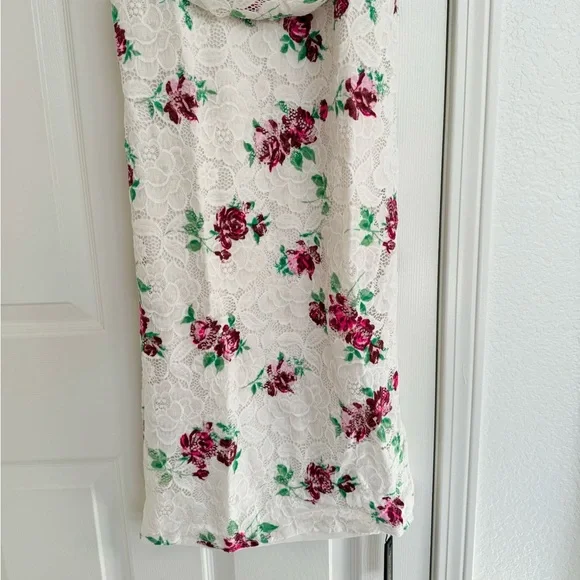 AFRM Marlo Crochet Lace Maxi Dress Pink And White Floral Size S - Picture 6 of 12